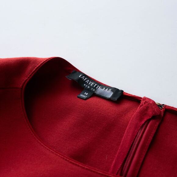 Lafayette 148 New York Aldrich Dress in Red - Size 14 - Picture 4 of 5